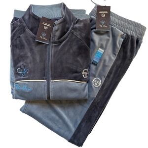 Blu Scarpa Italian Tracksuit, Sergio Tacchini Blue Velour, Medium NEW WITH TAGS